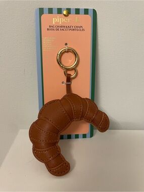NWT piper•k Croissant Bag Charm Keychain - Brown